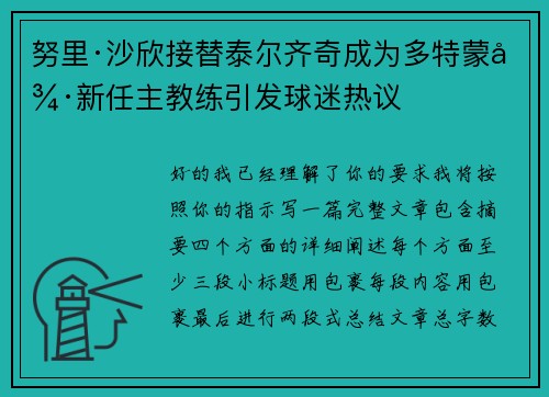 努里·沙欣接替泰尔齐奇成为多特蒙德新任主教练引发球迷热议